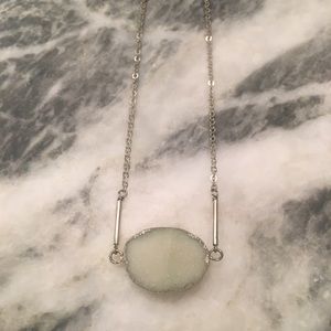Sea foam rock/crystal silver necklace